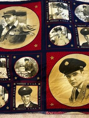 Rare Vintage Elvis Presley US Army Fabric Panels- 3 continuous yards